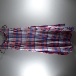 NWT JOULES Blue, pink and white plaid midi dress Sz 8